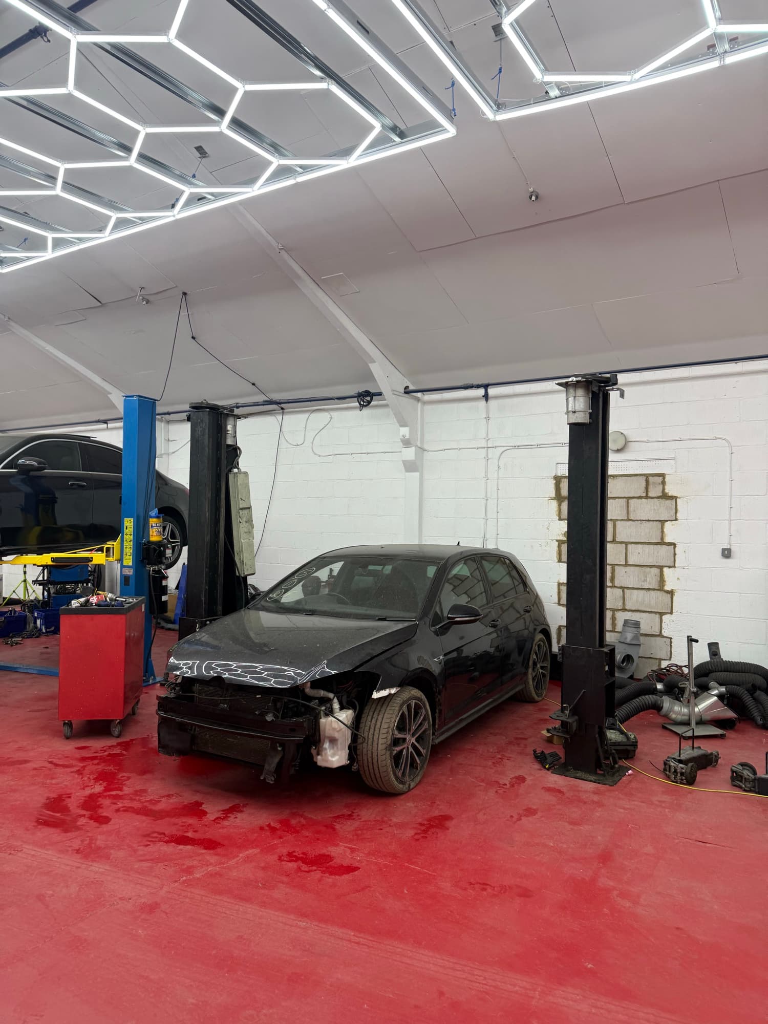 VW Golf R undergoing accident damage repair